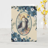 青フローラ |カトリック |ヴァージンマザーメアリー カード (黄色い花)