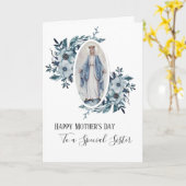 青フローラ |シスター |宗教的な母マリア カード (黄色い花)