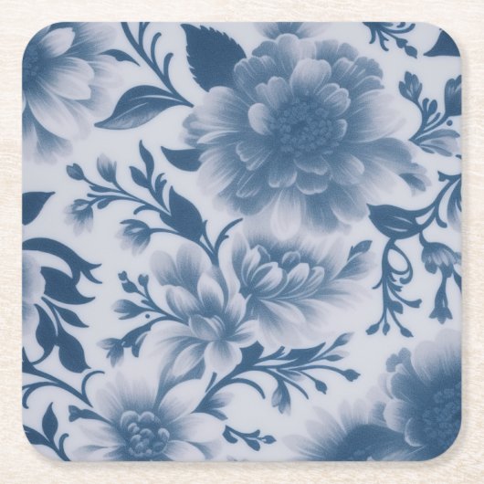 青フローラ スクエアペーパーコースター (正面)