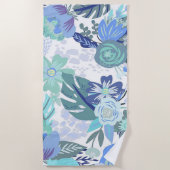 青フローラ ビーチタオル (正面)