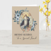 青フローラ |フレンド誕生日 |ヴァージンマザーメアリー カード (黄色い花)