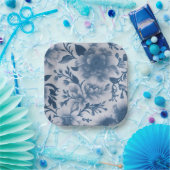 青フローラ ペーパープレート (パーティー)