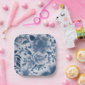 青フローラ ペーパープレート (パーティー)