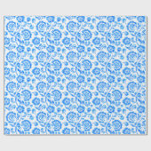 青フローラ ラッピングペーパー (フラット)