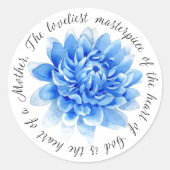 青フローラ |母のハート |神のハート引用文 ラウンドシール (正面)