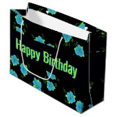 青フローラ（黒） ラージペーパーバッグ (正面アングル)