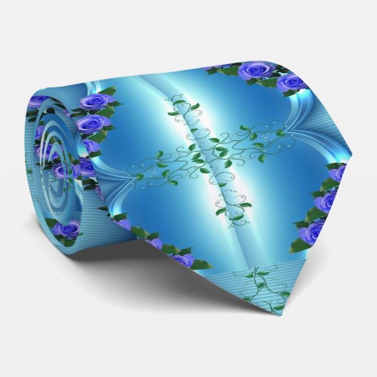 青フローラ#2 ネクタイ (ロール)