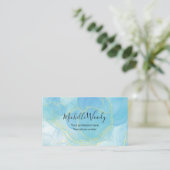 青プロフェッショナルスタイリッシュモダン 名刺 (スタンド正面)