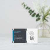 青プロフェッショナルモダン企業の 名刺 (スタンド正面)