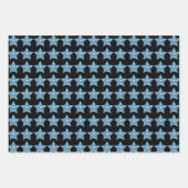 青ベビーエイリアン星と惑星パターン ラッピングペーパーシート (正面)