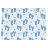 青ベビー足パターン大抱き枕 ラージペーパーバッグ (正面)