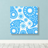 青ペイズリー。 キャンバスプリント (インサイチュ (ウッドフロア))