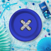 青ボタンプレート ペーパープレート (パーティー)