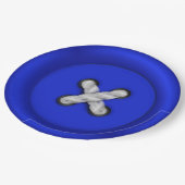 青ボタンプレート ペーパープレート (アングル)
