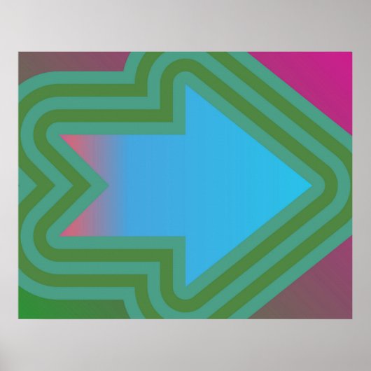 青ポップ・アートの上の右の緑へのアート矢印 ポスター (正面)