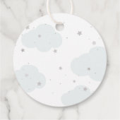 青ポップ・アートの色の月と銀の星に準備完了 フェイバータグ (裏面)