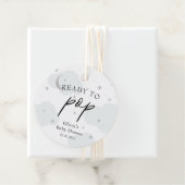 青ポップ・アートの色の月と銀の星に準備完了 フェイバータグ (インサイチュ)