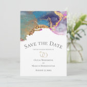 青マゼンタ紫の金ゴールドインクの保存 招待状 (スタンド正面)