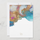 青マゼンタ紫の金ゴールドインクの保存 招待状 (裏面)