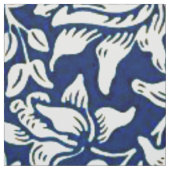 青マロー、青、白の花柄 ファブリック (見本)