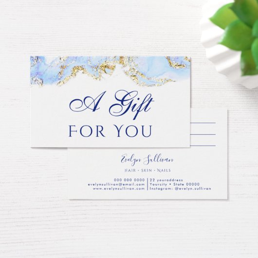 青マーブリングデザインギフトカード (デスク)