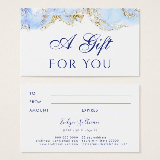青マーブリングデザインギフトカード (正面&裏面)