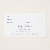 青マーブリングデザインギフトカード (裏面)