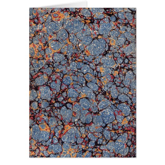 青マーブル紙パターンサンキューカード (正面)