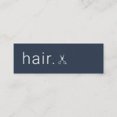 青ミニマルエレガントハサミ美容師 スキニー名刺 (正面)