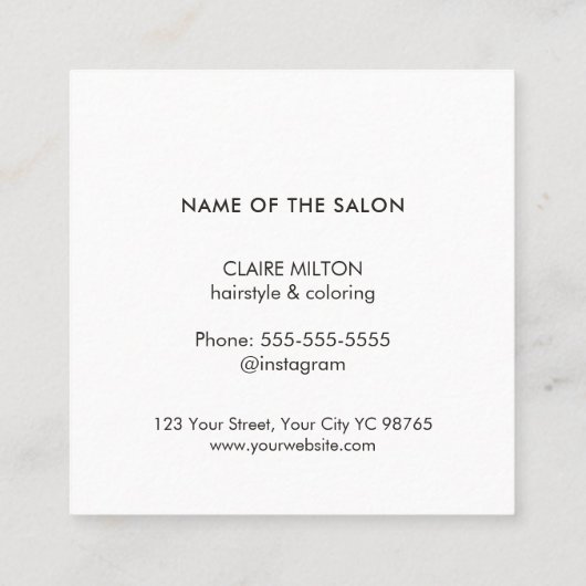 青ミニマルエレガントハサミ美容師 スクエア名刺 (裏面)