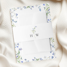 青ミニマルフローラ結婚ズ 招待状ベリーバンド