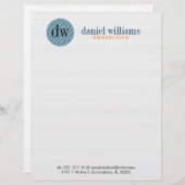 青ミニマルモダン円と白 レターヘッド (正面/裏面)