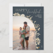 青ミニマルモダン写真ハヌカー シーズンカード (正面)