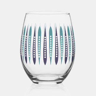 青ミニマルレトロインスパイア ステムなしワイングラス