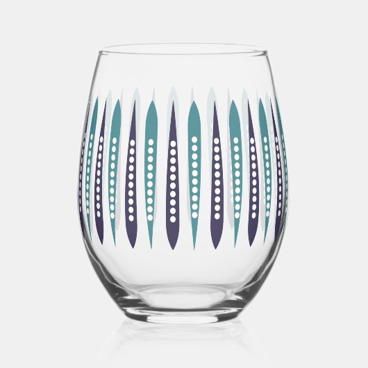青ミニマルレトロインスパイア ステムなしワイングラス (正面)