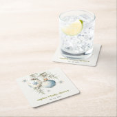 青ミニマル冬のチャストマスボーイベビーシャワー スクエアペーパーコースター (インサイチュ)