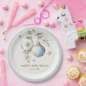 青ミニマル冬のチャストマスボーイベビーシャワー ペーパープレート (パーティー)