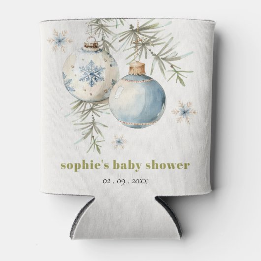 青ミニマル冬のチャストマスボーイベビーシャワー 缶クーラー (正面)