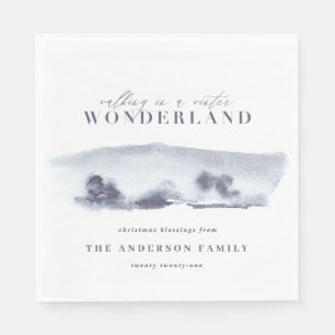 青ミニマル抽象芸術水色クリスマスパーティー スタンダードランチョンナプキン