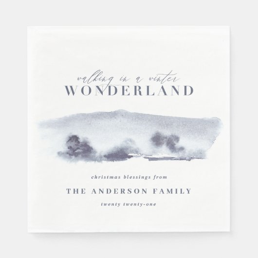 青ミニマル抽象芸術水色クリスマスパーティー スタンダードランチョンナプキン (正面)