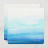 青ミニマル水彩波 招待状 (正面/裏面)