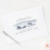 青ミニマル水色クリスマスホリデー 長方形シール (封筒)