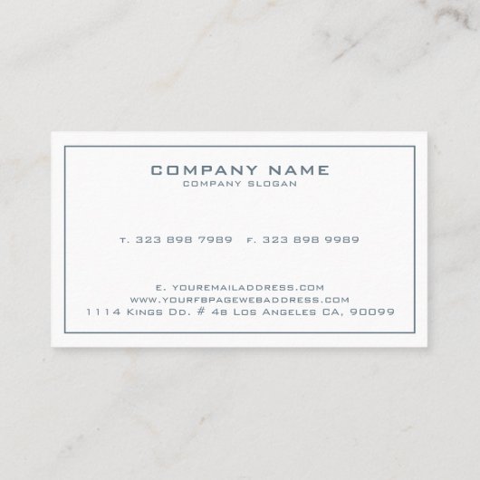 青ミニマル灰色と白のリバーシブルカードデザイン 名刺 (裏面)