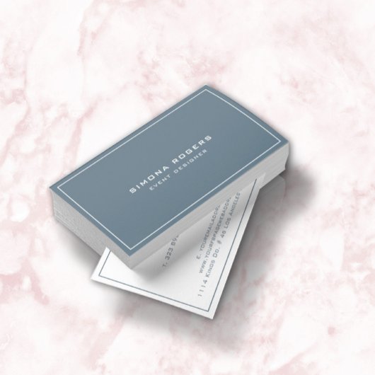 青ミニマル灰色と白のリバーシブルカードデザイン 名刺