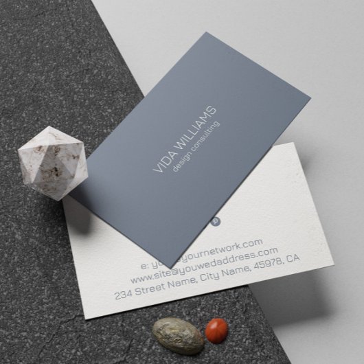 青ミニマル灰色と白の背景 名刺