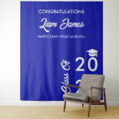 青ミニマル王室の卒業写真ブース背景 タペストリー (インサイチュ)