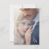 青ミニマル王室のOpulenceスクリプト写真結婚の 出欠カード (裏面)