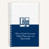 青ミニマル白のスモールビジネスモットー ノートブック (正面)