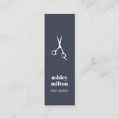 青ミニマル白はさみ美容師 スキニー名刺 (正面)