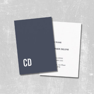 青ミニマル白エレガントモノグラム相談員 名刺